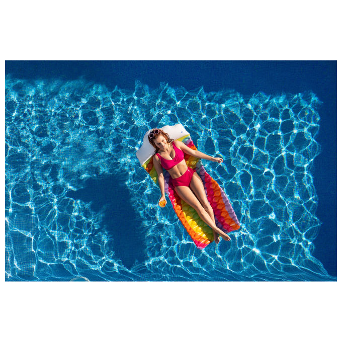 Bestway, Materassino Gonfiabile Rainbow Dreams, 161 cm, PVC Multicolore, Cuscino Nuvoletta