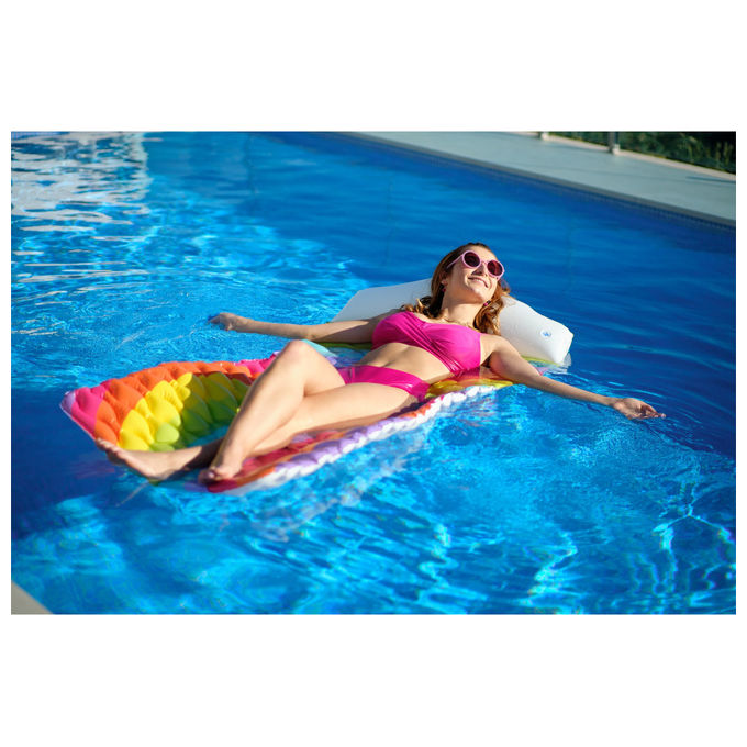 Bestway, Materassino Gonfiabile Rainbow Dreams, 161 cm, PVC Multicolore, Cuscino Nuvoletta