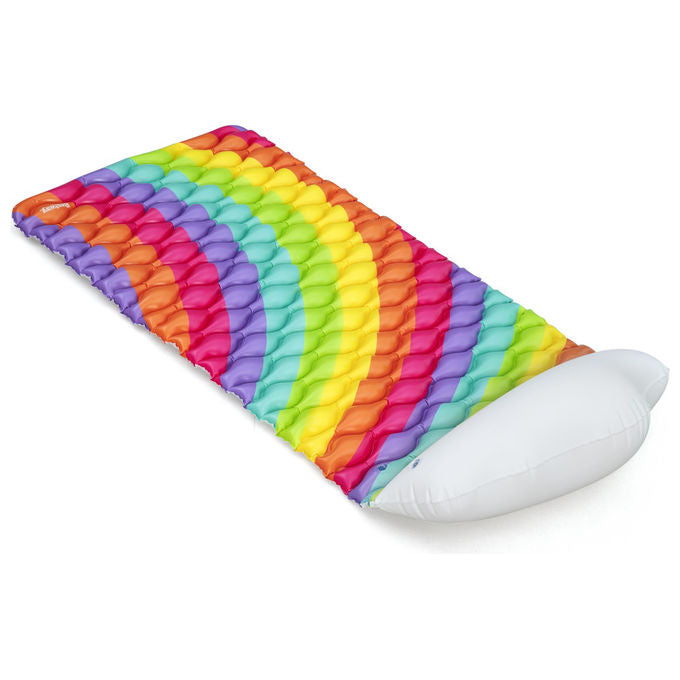Bestway, Materassino Gonfiabile Rainbow Dreams, 161 cm, PVC Multicolore, Cuscino Nuvoletta