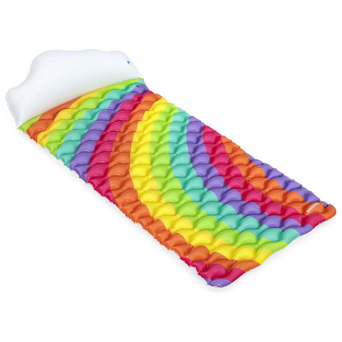 Bestway, Materassino Gonfiabile Rainbow Dreams, 161 cm, PVC Multicolore, Cuscino Nuvoletta
