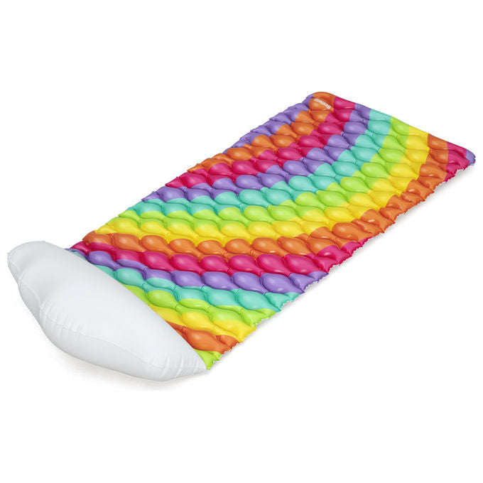 Bestway, Materassino Gonfiabile Rainbow Dreams, 161 cm, PVC Multicolore, Cuscino Nuvoletta