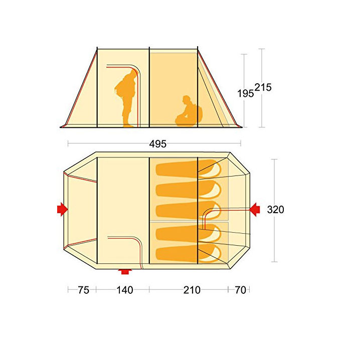 Ferrino, Tenda Chanty 5 Deluxe Family, 5 Posti, Blu, Tunnel, Campeggio