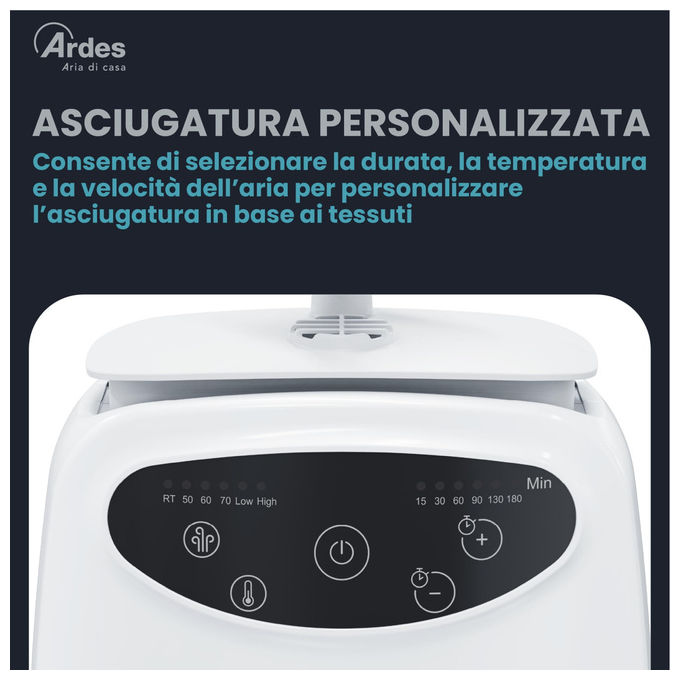 Ardes ARMST02D Blowy D Stiratrice Verticale Automatica per Camicie 1400 W 4 Temperature 2 Velocita' Timer 180 min colore Bianco
