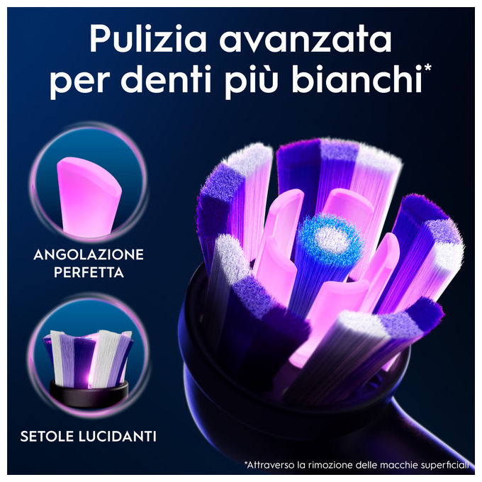 Oral-B 80782595 iO Series Radiant White Testine di Ricambio Setole Angolate 3 pz colore Nero