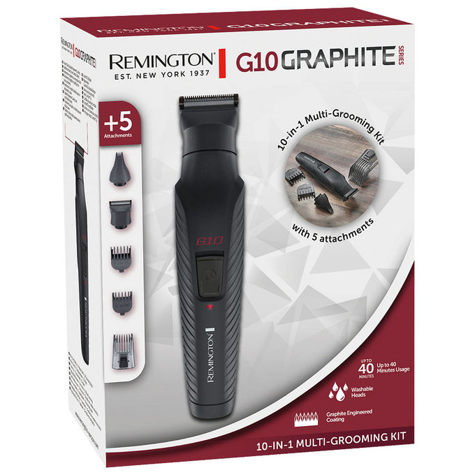 Remington PG2100 Graphite G10 Multitrimmer Kit Multigrooming 10 in 1 5 Accessori Lame Autoaffilanti autonomia 40 min colore Nero