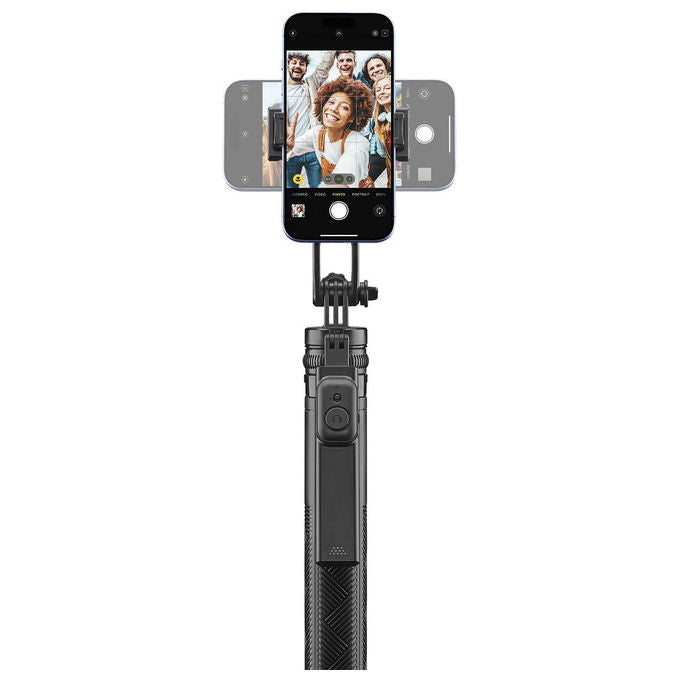 Cellularline, Selfie Stick Max, Bluetooth, Quadrapod Regolabile, Asta Telescopica 180cm, Nero