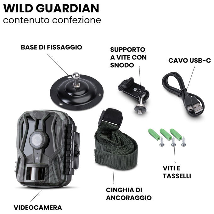 Midland, Fototrappola Wild Guardian, Videocamera 1080p, 20MP, Visione Notturna con LED Infrarossi