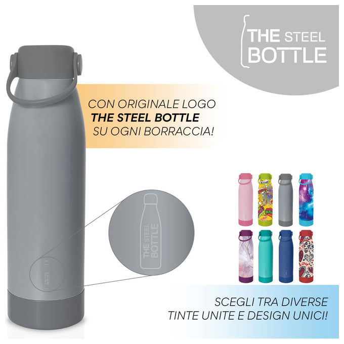 The Steel Bottle, Borraccia Termica, 500ml, Acciaio Inox, Grigio Medio