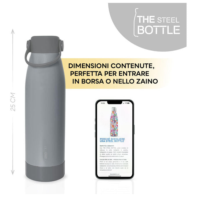 The Steel Bottle, Borraccia Termica, 500ml, Acciaio Inox, Grigio Medio