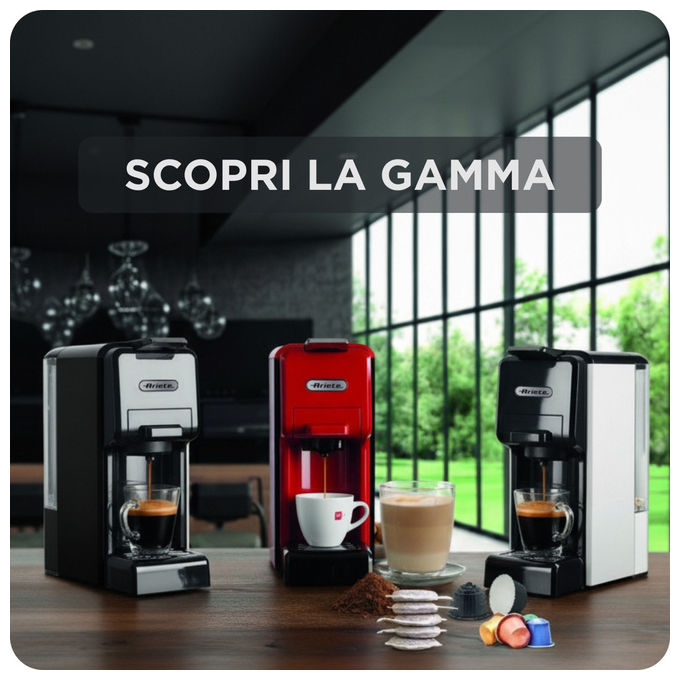Ariete 1304 Macchina da caffe' 5in1 Capsule Nespresso Dolcegusto Lavazza A Modo Mio Cialde Polvere 0,7L 19 bar 1350W colore Nero