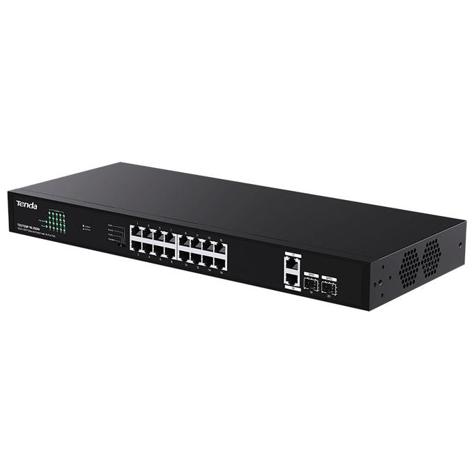 Tenda TEG1120P-16-250W Switch Gigabit Non Gestito 16 Porte PoE+ 2 RJ45 Uplink 2 SFP 230W 40 Gbps