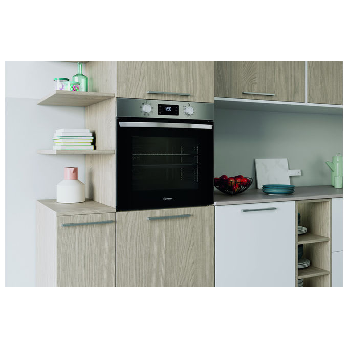 Indesit IO255HX Forno da incasso Elettrico Multifunzione 71 L Classe A 8 Funzioni Pulizia Idrolitica Grill (60x60x55 cm) colore Acciaio Inox