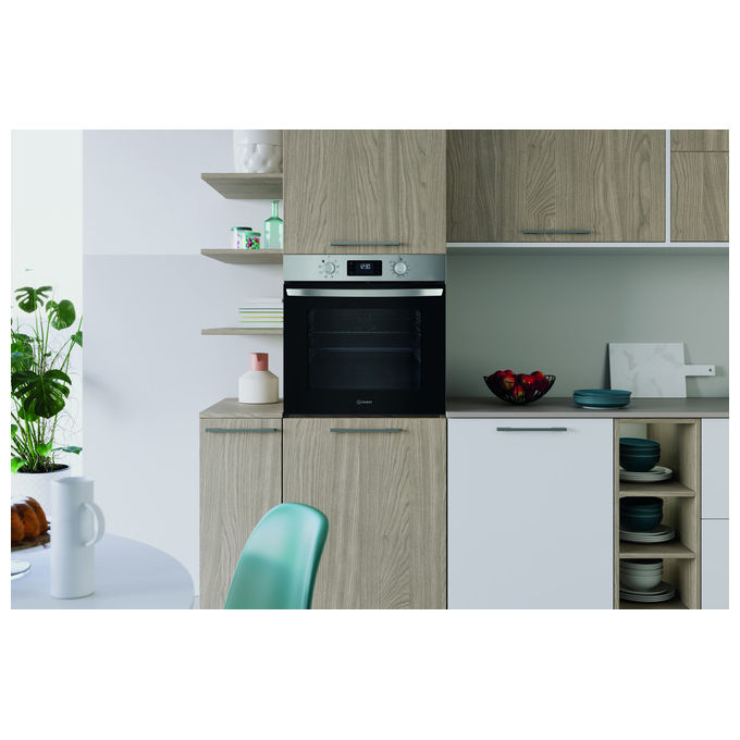 Indesit IO255HX Forno da incasso Elettrico Multifunzione 71 L Classe A 8 Funzioni Pulizia Idrolitica Grill (60x60x55 cm) colore Acciaio Inox