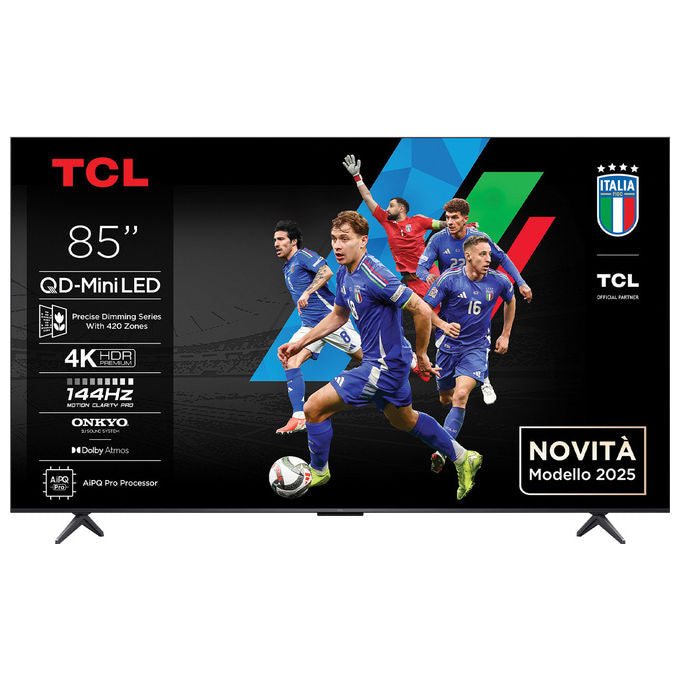 TCL 85C69K Serie C69K Smart TV QD-MiniLED 4K 85'' 144Hz Dolby Vision IQ Atmos Google TV colore Metallico