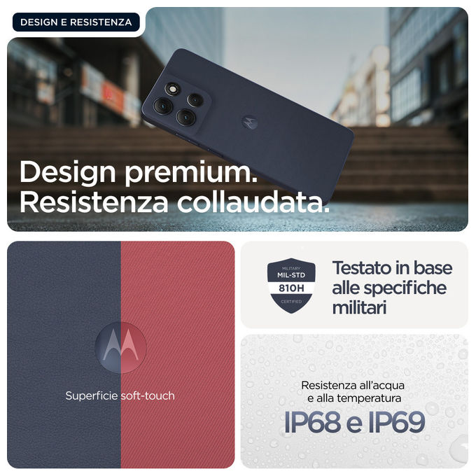 Motorola PB7L0086SE Moto G86 5G Smartphone Doppia SIM 8 GB RAM 256 GB P-OLED 6.67'' 5200 mAh IP68 colore Blu Scuro