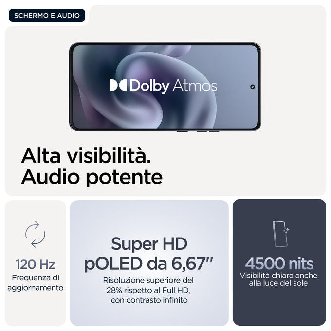 Motorola PB7L0086SE Moto G86 5G Smartphone Doppia SIM 8 GB RAM 256 GB P-OLED 6.67'' 5200 mAh IP68 colore Blu Scuro