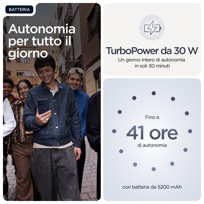 Motorola PB7L0086SE Moto G86 5G Smartphone Doppia SIM 8 GB RAM 256 GB P-OLED 6.67'' 5200 mAh IP68 colore Blu Scuro