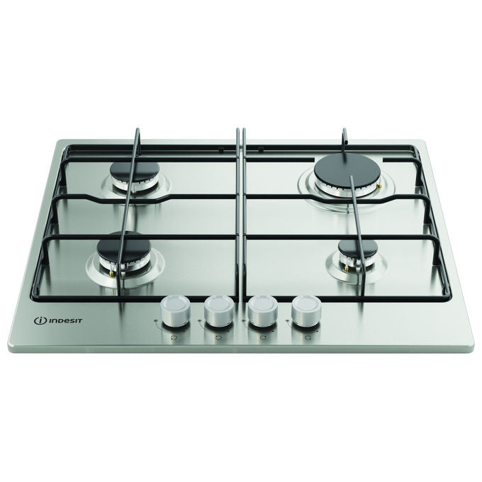 Indesit THP 642 IX-I 1 Piano cottura a gas 60 cm 4 fuochi griglie smaltate valvola sicurezza colore Inox