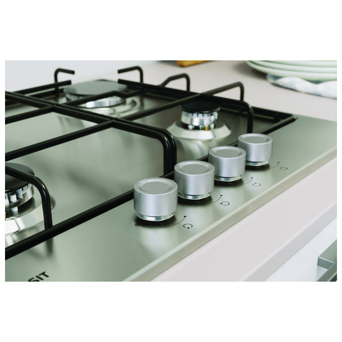 Indesit THP 642 IX-I 1 Piano cottura a gas 60 cm 4 fuochi griglie smaltate valvola sicurezza colore Inox