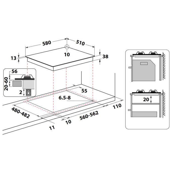Indesit THP 642 IX-I 1 Piano cottura a gas 60 cm 4 fuochi griglie smaltate valvola sicurezza colore Inox
