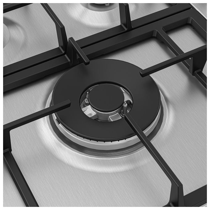 Beko HIAL75225SXE Piano cottura Gas 75 cm 5 Fuochi Wok 5000 W PractiClean Griglie Ghisa colore Inox