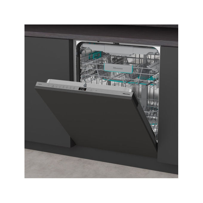 Hisense HV16C Lavastoviglie da Incasso a Scomparsa Totale 16 coperti Classe C 43dB Terzo Cesto AutoDry 6 Programmi (82x60x56 cm) colore Acciaio Inox