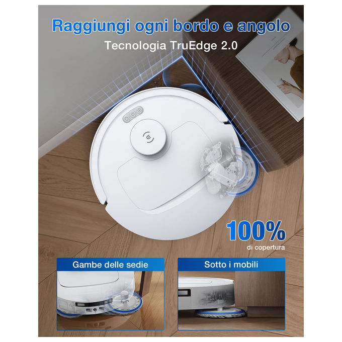 Ecovacs T30C OMNI DEEBOT Robot aspirapolvere LiDAR 20000 Pa ZeroTangle 3.0 autonomia 180 min Wi-Fi app colore Bianco