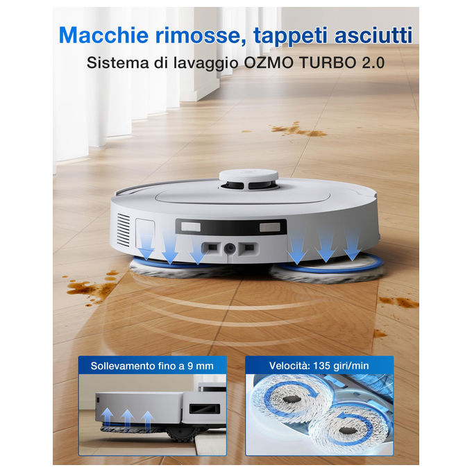 Ecovacs T30C OMNI DEEBOT Robot aspirapolvere LiDAR 20000 Pa ZeroTangle 3.0 autonomia 180 min Wi-Fi app colore Bianco