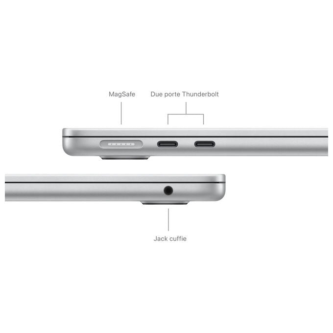Apple MXCT3T-A MacBook Air Notebook 13,6'' chip M3 CPU 8 core GPU 10 core 16 GB RAM 512 GB SSD colore Argento