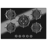 Oranier piano cottura a gas 5 fuochi da incasso 75 cm vetroceramica nero griglie ghisa