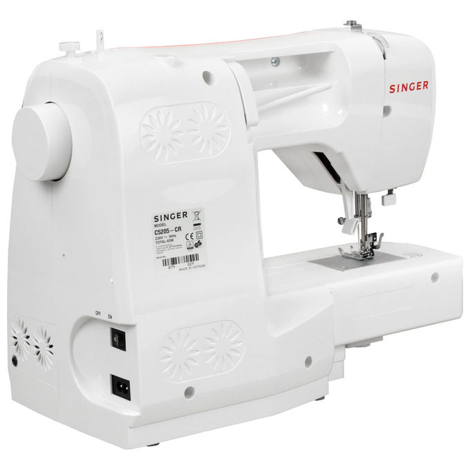 Singer macchina da cucire C5205 elettronica 80 punti display LED infila ago bianca arancio