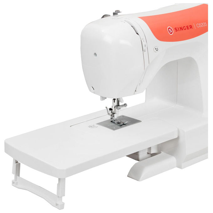 Singer macchina da cucire C5205 elettronica 80 punti display LED infila ago bianca arancio
