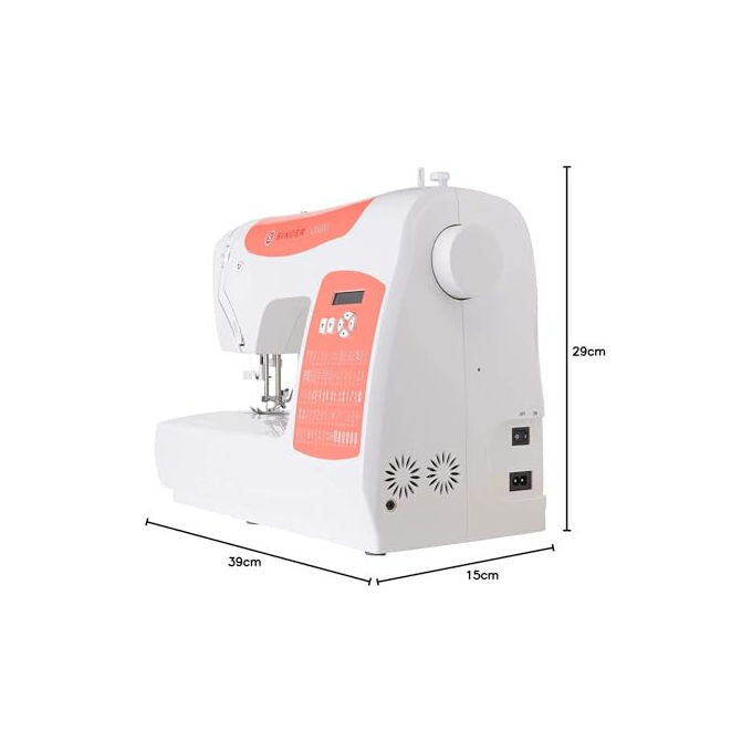 Singer macchina da cucire C5205 elettronica 80 punti display LED infila ago bianca arancio