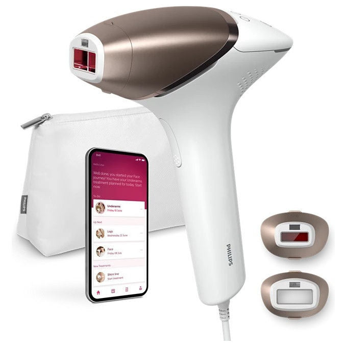 Philips BRI945-00 Lumea Prestige Epilatore Luce Pulsata IPL SenseIQ 450000 impulsi 5 intensita' app compatibile colore Rosa Bianco