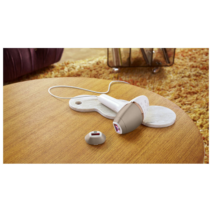 Philips BRI945-00 Lumea Prestige Epilatore Luce Pulsata IPL SenseIQ 450000 impulsi 5 intensita' app compatibile colore Rosa Bianco