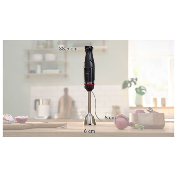 Bosch MSM4B620 Serie 4 Frullatore ad immersione ErgoMaster 1000 W 12 velocita' QuattroBlade AntiSplash colore Nero