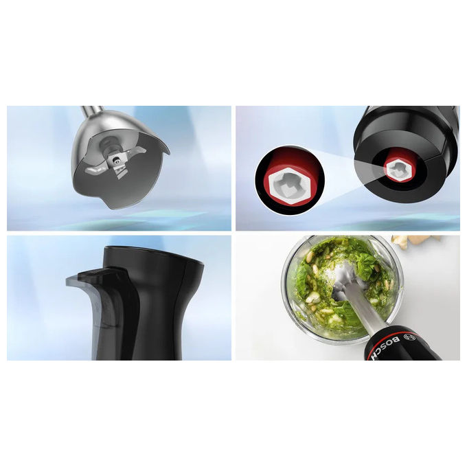Bosch MSM4B620 Serie 4 Frullatore ad immersione ErgoMaster 1000 W 12 velocita' QuattroBlade AntiSplash colore Nero