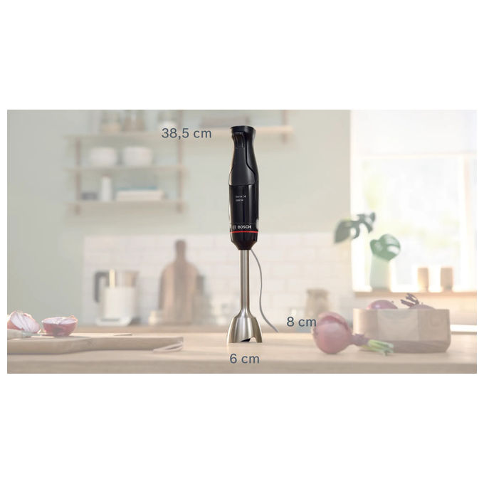 Bosch MSM4B620 Serie 4 Frullatore ad immersione ErgoMaster 1000 W 12 velocita' QuattroBlade AntiSplash colore Nero