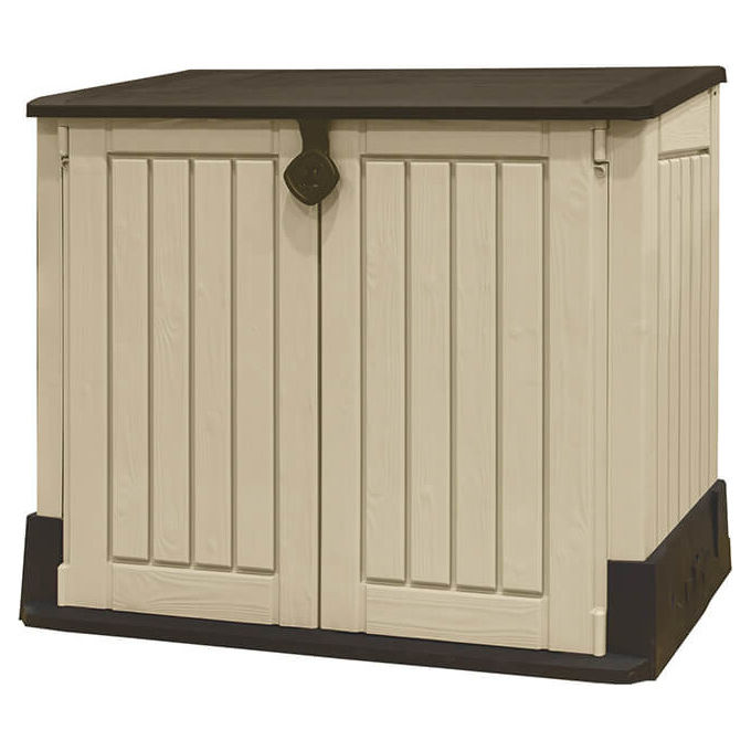 Keter 17210427 Store-It-Out MIDI Box Portattrezzi da Giardino 845 L Doppia Anta Tetto Apribile colore Beige Marrone