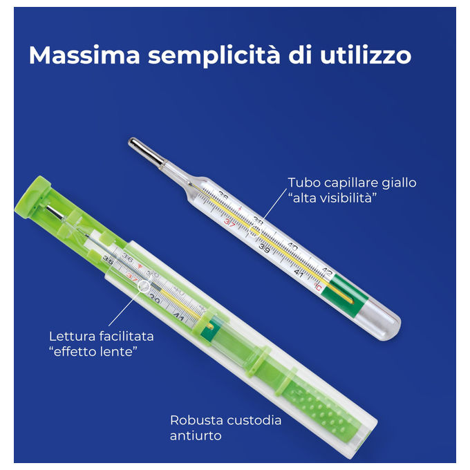 Flaem termometro ecologico in vetro senza mercurio anallergico precisione clinica