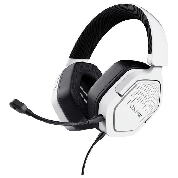 Trust cuffie gaming gxt492w carus bianche over ear multipiattaforma microfono removibile