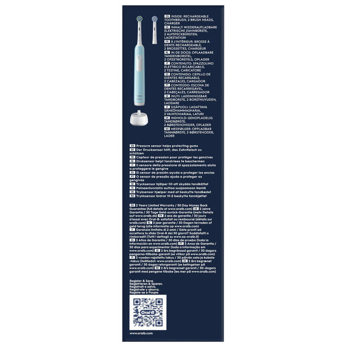 Oral-B PRO1TURQUOISE Series 1 Spazzolino elettrico oscillante rotante 3 modalita' timer 2 min 2 testine colore Blu