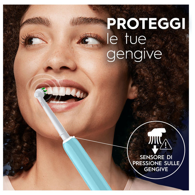 Oral-B PRO1TURQUOISE Series 1 Spazzolino elettrico oscillante rotante 3 modalita' timer 2 min 2 testine colore Blu