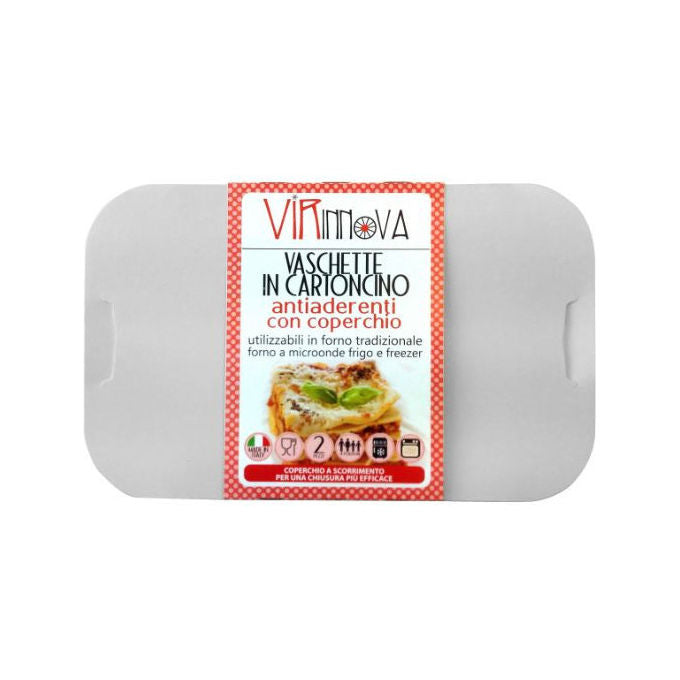 Virinnova contenitore alimenti 2 vaschette cartoncino per forno e microonde con coperchio