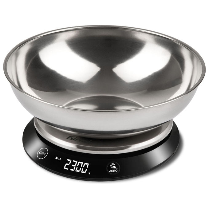 Girmi ps84 bilancia da cucina elettronica 5 kg con ciotola in acciaio inox nero