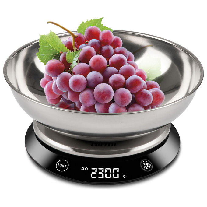 Girmi ps84 bilancia da cucina elettronica 5 kg con ciotola in acciaio inox nero