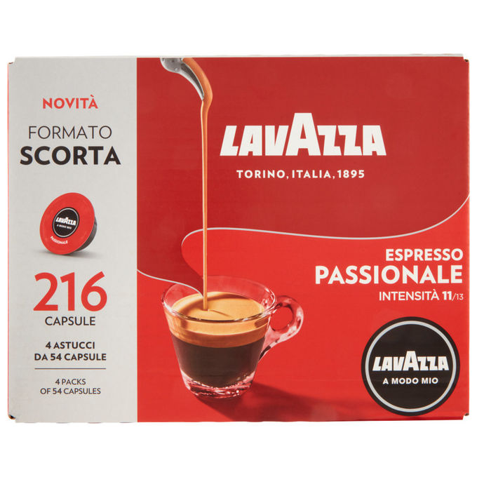Lavazza a modo mio espresso passionale capsule caffe' tostatura scura intensita' 11 216 pezzi