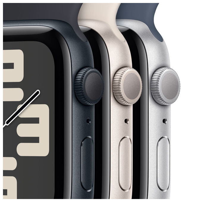 Apple MREC3QL-A Watch SE GPS Smartwatch 44mm Alluminio Rilevamento Incidenti Cadute SOS Cardiofrequenzimetro colore Argento Blu Tempesta