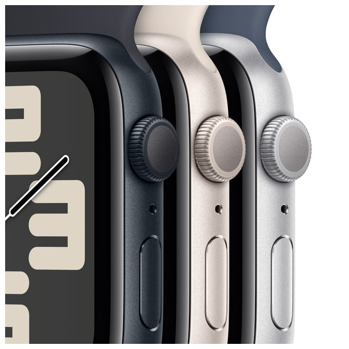 Apple MREC3QL-A Watch SE GPS Smartwatch 44mm Alluminio Rilevamento Incidenti Cadute SOS Cardiofrequenzimetro colore Argento Blu Tempesta