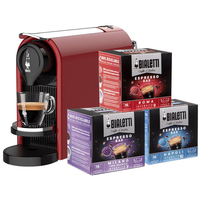 Bialetti GIOIA PLUS Macchina da caffe' Capsule 0,5 L 20 bar 1200 W con 48 Capsule colore Rosso